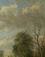 OLIO SU TELA INIZIO XIX SECOLO "Bestiame nel fiume"