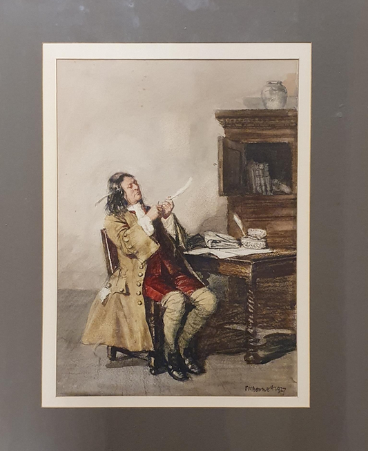 Gentiluomo che affila una penna di Frank Moss Bennett 1874 - 1972