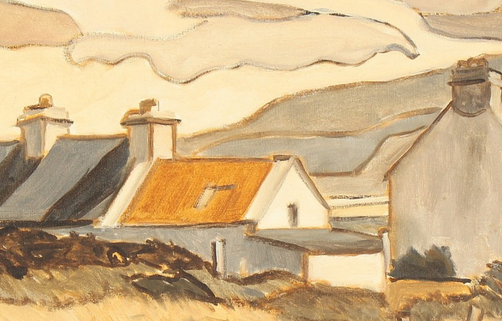 "PILO DI ERBA E CASE A BALLYCROY, GUARDANDO SULLA BAIA DI BLACKSOD, CO. MAYO, EIRE'