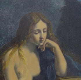 C1840 GRAND TOUR OLIO SU BORDO "MARIA MADDALENA CON CORONA DI SPINE"