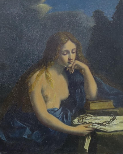 C1840 GRAND TOUR OLIO SU BORDO "MARIA MADDALENA CON CORONA DI SPINE"