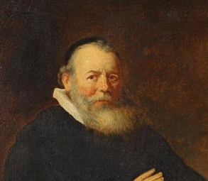 C1820S DOPO REMBRANDT(1606-1669). RITRATTO DEL PREDICATORE ELEAZAR SWALMIUS. OLIO A BORDO