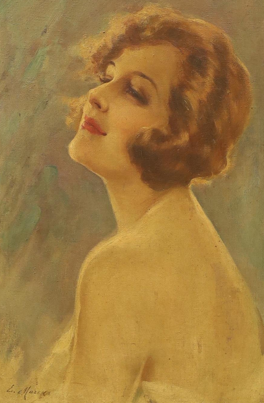 C1920S E MARESCA OLIO ITALIANO SU TELA DONNA GLAMOUR