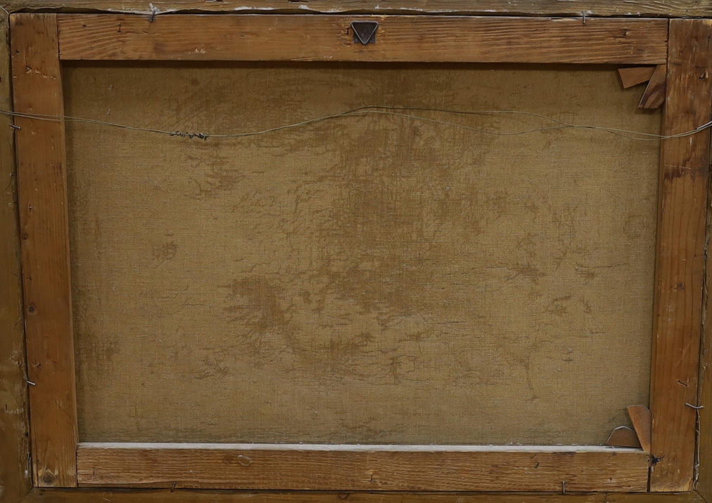 GEZA ZAHONYI UNGHERESE (B1889) OLIO SU TELA BATTENTI IN RIVA A UN LAGO