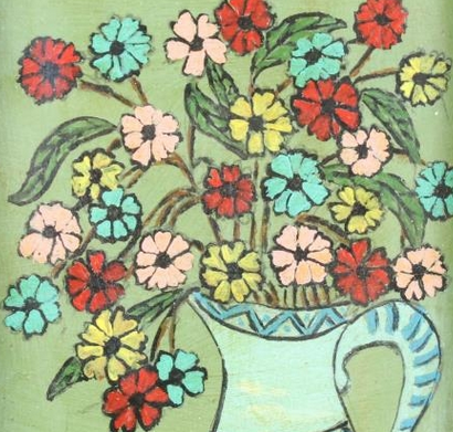 1942 OIL ON BOARD "STILL LIFE DAISIES"