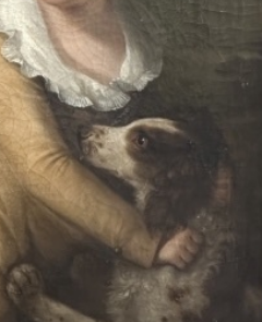 LATE 18TH/EARLY 19TH CENTURY OIL ON CANVAS "CHILDREN WITH DOG AND RABBITS"