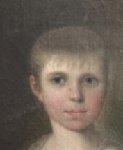 LATE 18TH/EARLY 19TH CENTURY OIL ON CANVAS "CHILDREN WITH DOG AND RABBITS"