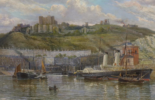 ATT JOHN GENDALL 1790 - 1865 LARGE OIL ON CANVAS DOVER HARBOUR