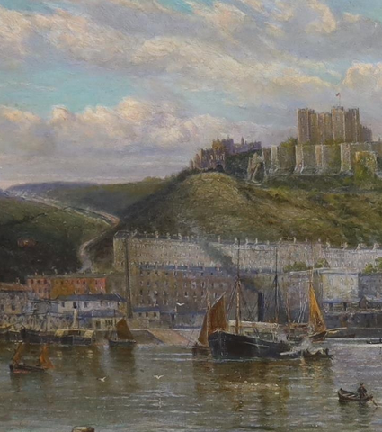 ATT JOHN GENDALL 1790 - 1865 LARGE OIL ON CANVAS DOVER HARBOUR