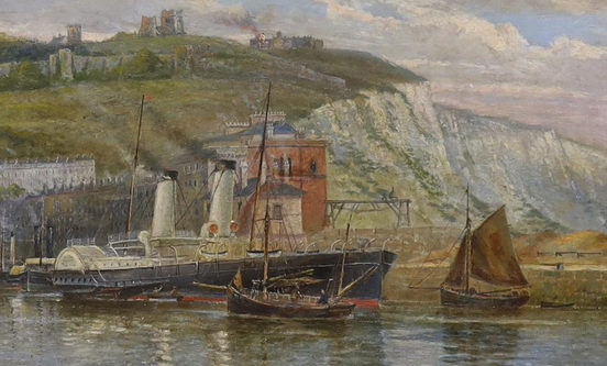 ATT JOHN GENDALL 1790 - 1865 LARGE OIL ON CANVAS DOVER HARBOUR