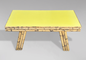 1970'S ITALIAN BAMBOO & YELLOW FORMICA TOP COFFEE TABLE