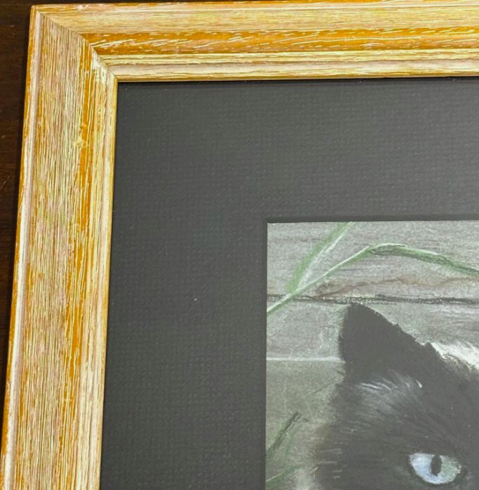 Original Siamese Cat Pastel Painting 1970s Framed