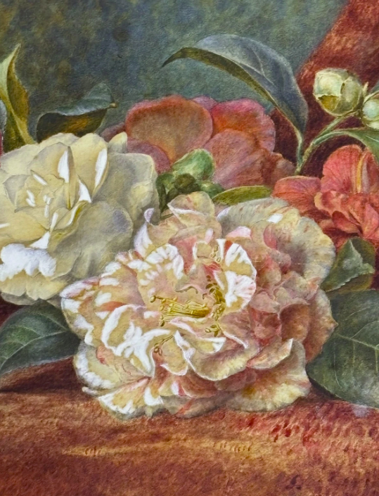 Sarah Manly (1848-1900) Original 1888 Impressionist Flower Oil Painting Peonies