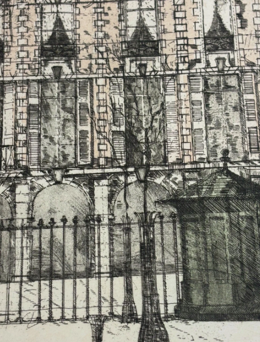 Richard Beer (1928-2017) Place de Vosges Numbered Signed Print Etching Paris