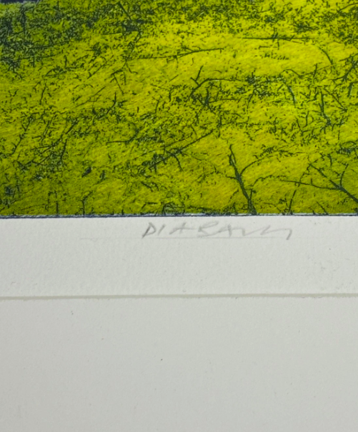 Original Forest Lithography Green and Blue Signed