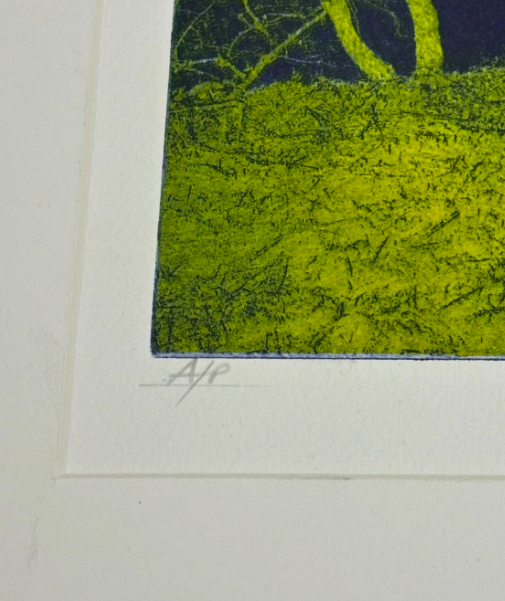 Original Forest Lithography Green and Blue Signed
