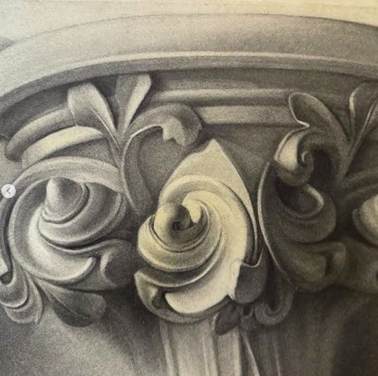 C.1880 Large Architectural Drawing of Column