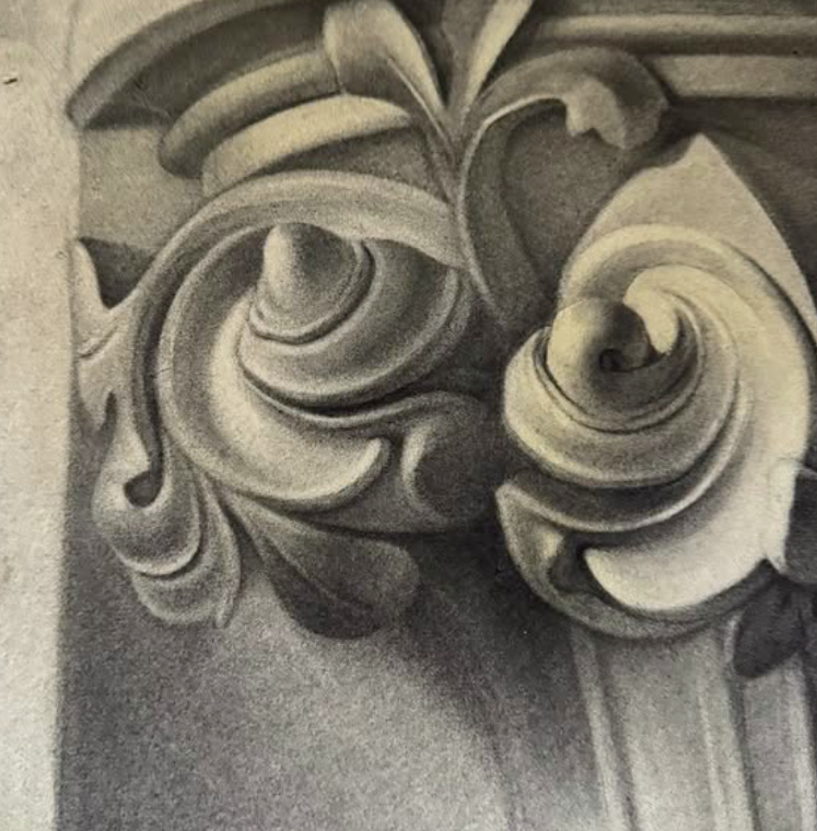 C.1880 Large Architectural Drawing of Column