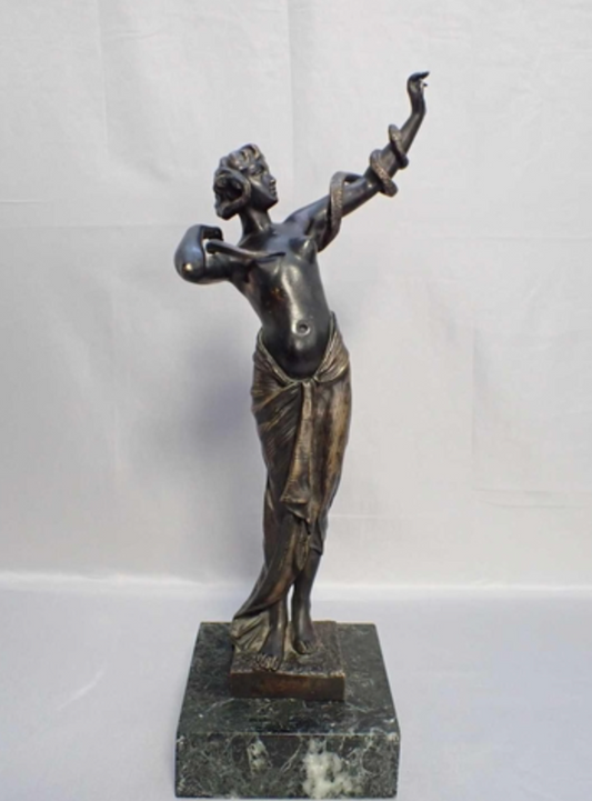 JOHANNES BOESE (1856-1917), BRONZE FIGURE OF A SNAKE DANCER