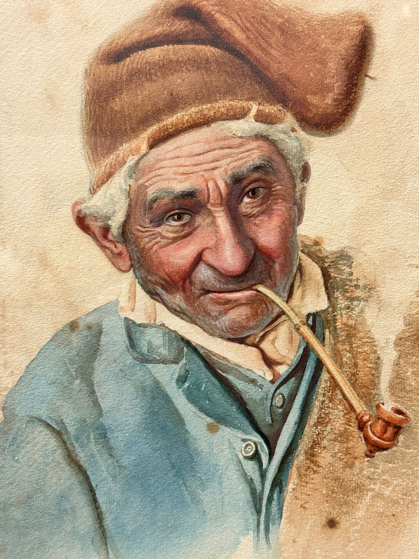 ANTONIO FIORENTINO 1894-1962 SIGNED WATERCOLOUR PAINTING PORTRAIT ITALIAN GENT
