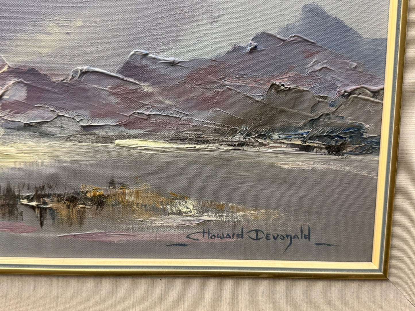 HOWARD DEVONALD B.1944 ORIGINAL OIL PAINTING SWANS IN FLIGHT DECORATIVE FRAMED 