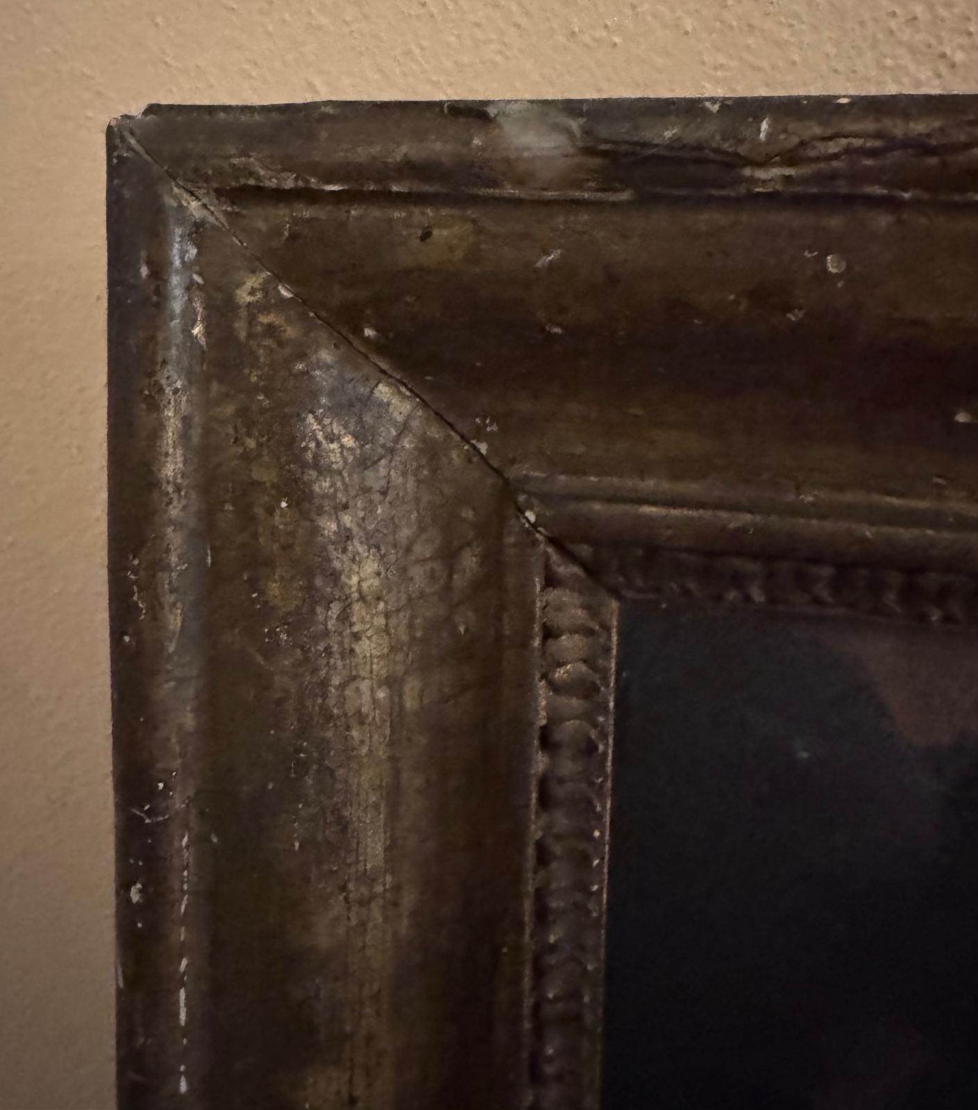 Continental Early 19th Century Mirror Gilt Frame and Original Plate