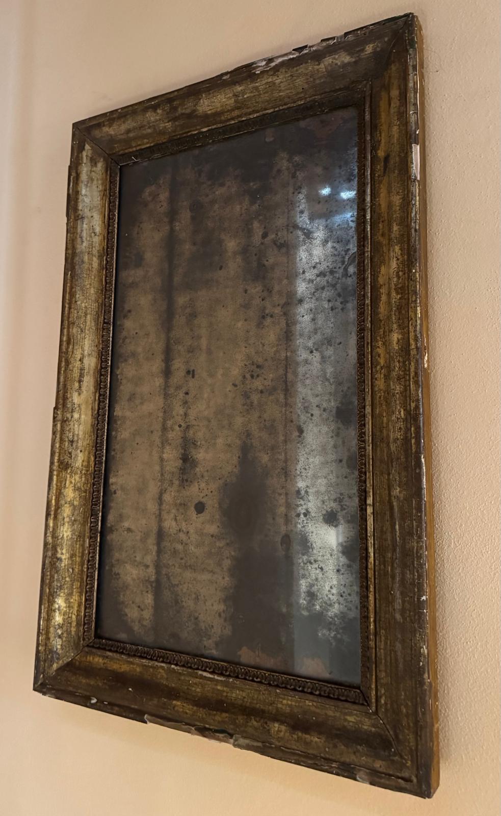 Continental Early 19th Century Mirror Gilt Frame and Original Plate