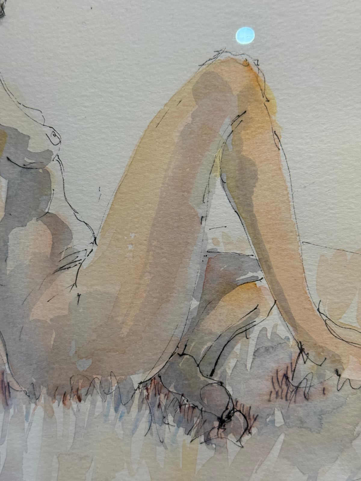 "Annie on a Sheepskin" Watercolour by Katie Naroznik 2003