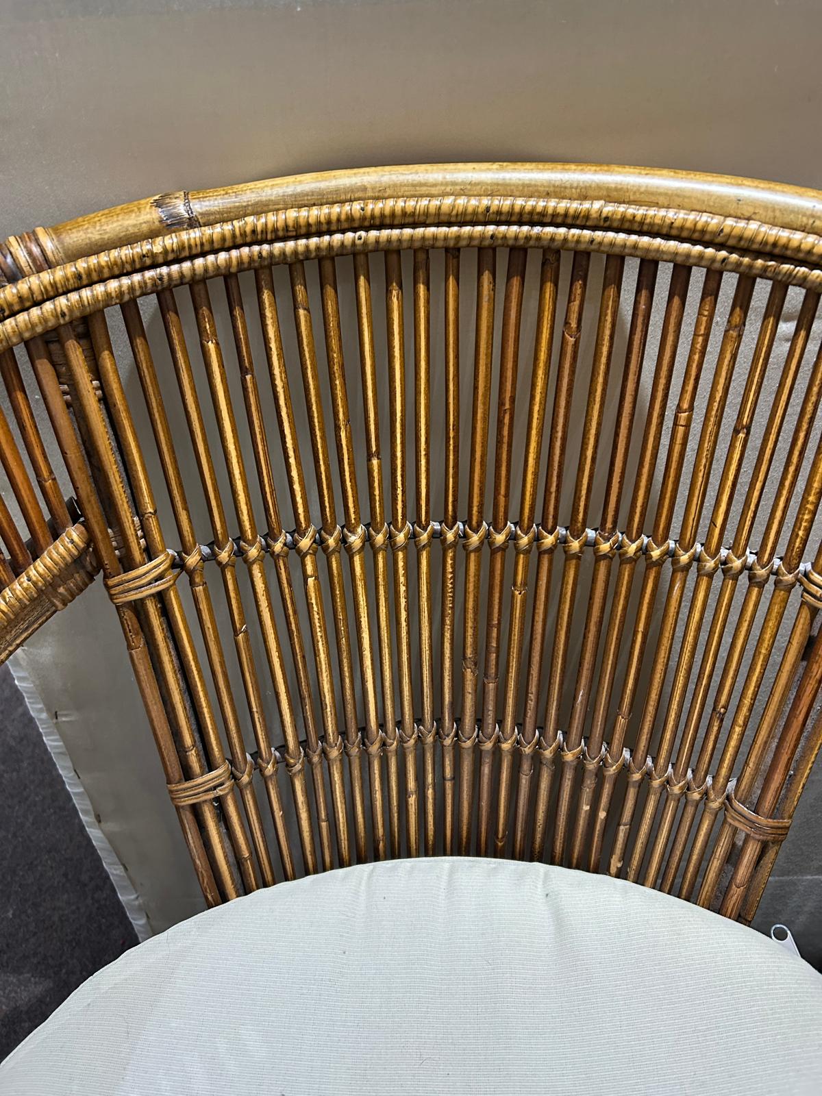 French 1960s Rattan and Bamboo Tub Chair