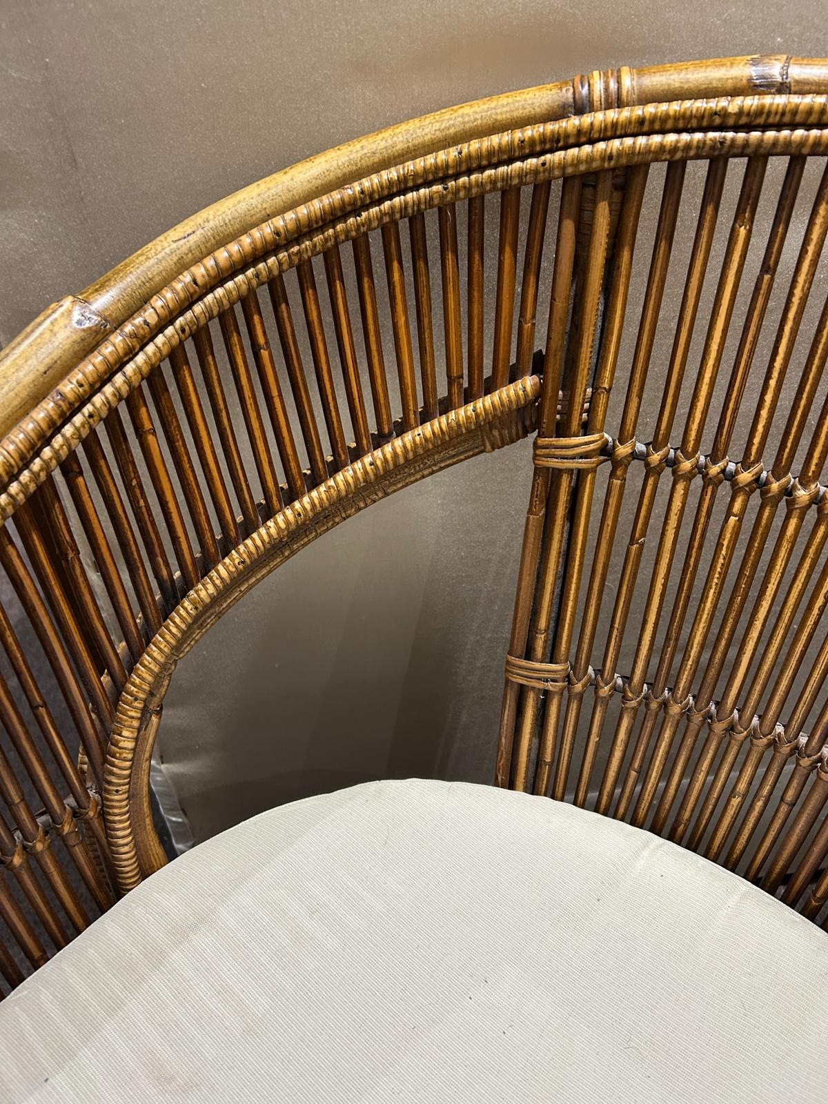 French 1960s Rattan and Bamboo Tub Chair