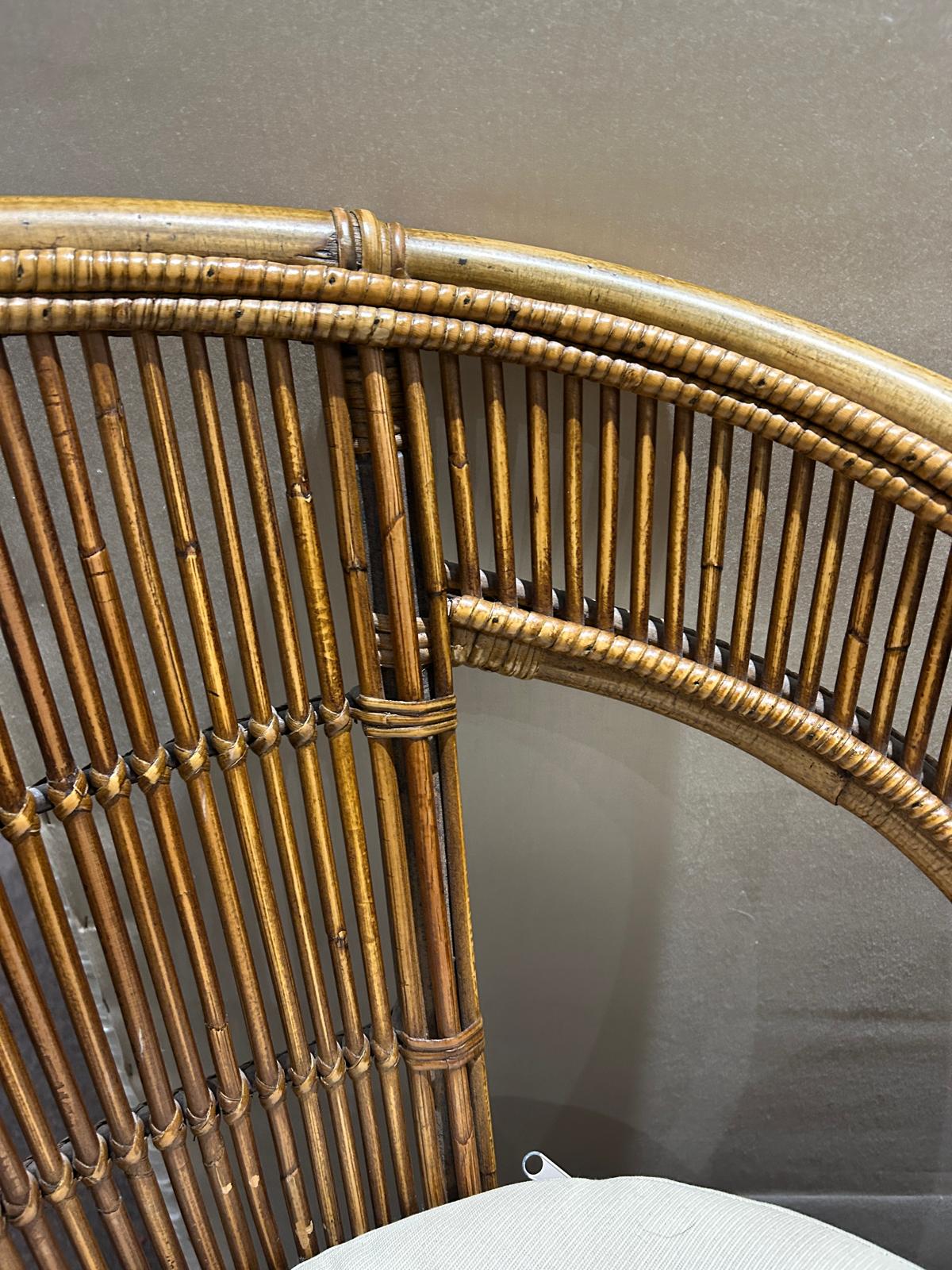French 1960s Rattan and Bamboo Tub Chair