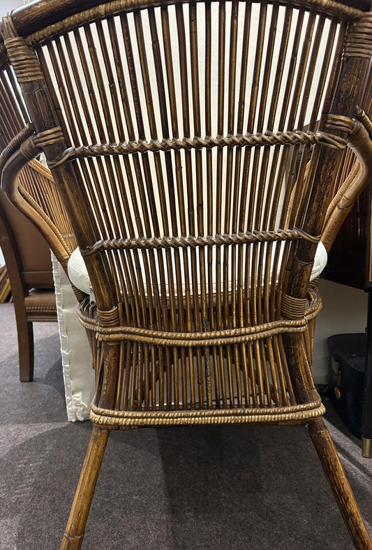 French 1960s Rattan and Bamboo Tub Chair