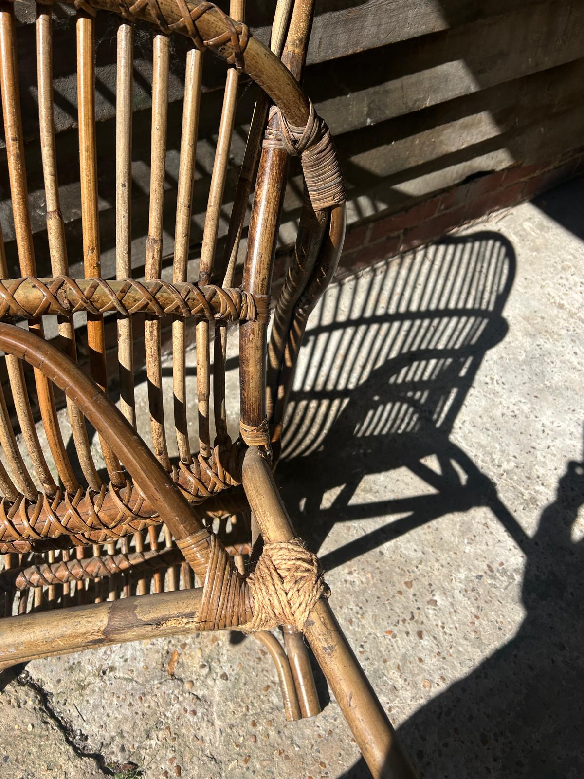 Elegant French Early Mid-Century Bamboo Armchair For House and Garden