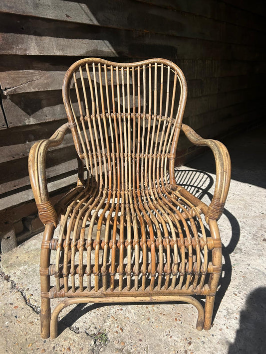 Elegant French Early Mid-Century Bamboo Armchair For House and Garden