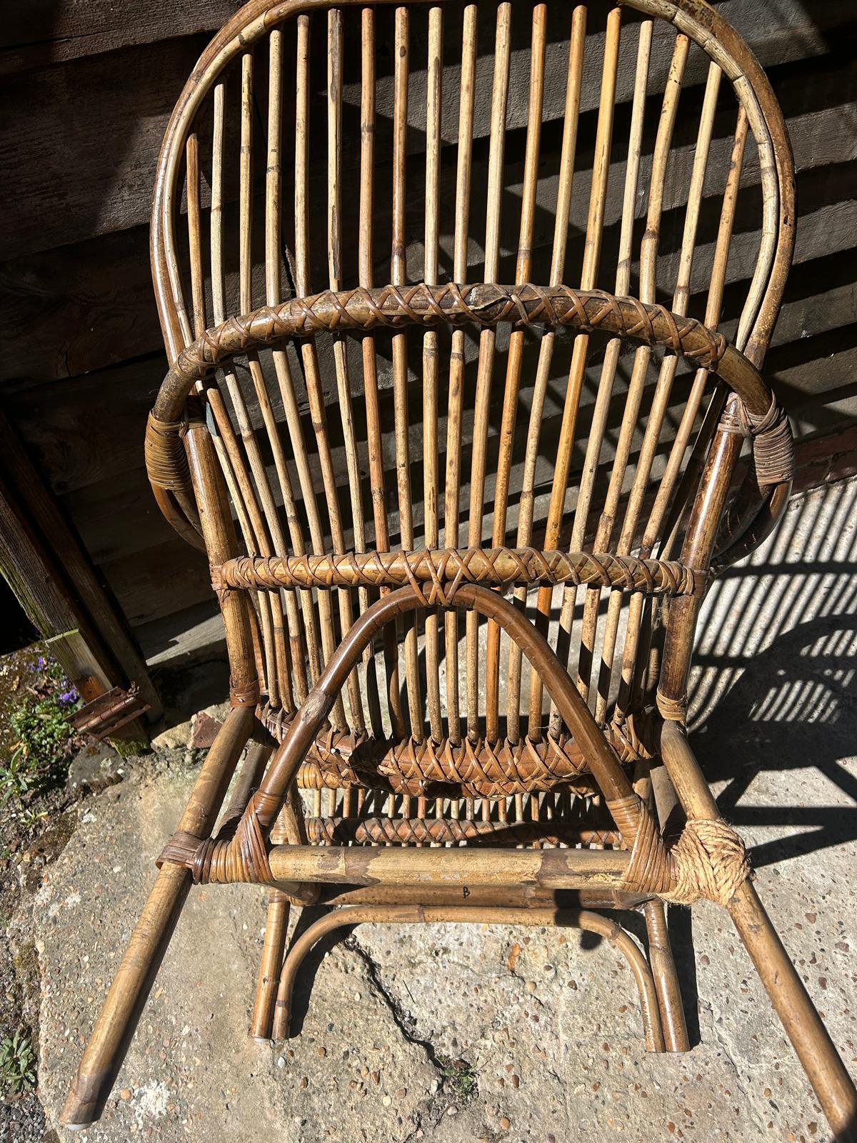 Elegant French Early Mid-Century Bamboo Armchair For House and Garden