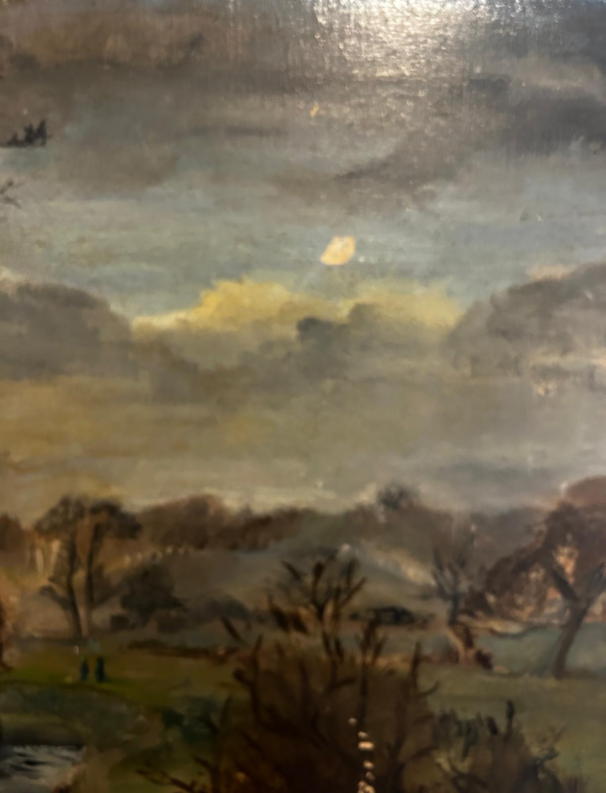 1920' Oil Painting of a Lush River Scene