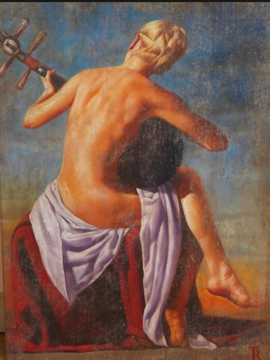 Woman Playing a Lute Oil on Canvas Tomasz Rut, Poland 1961-