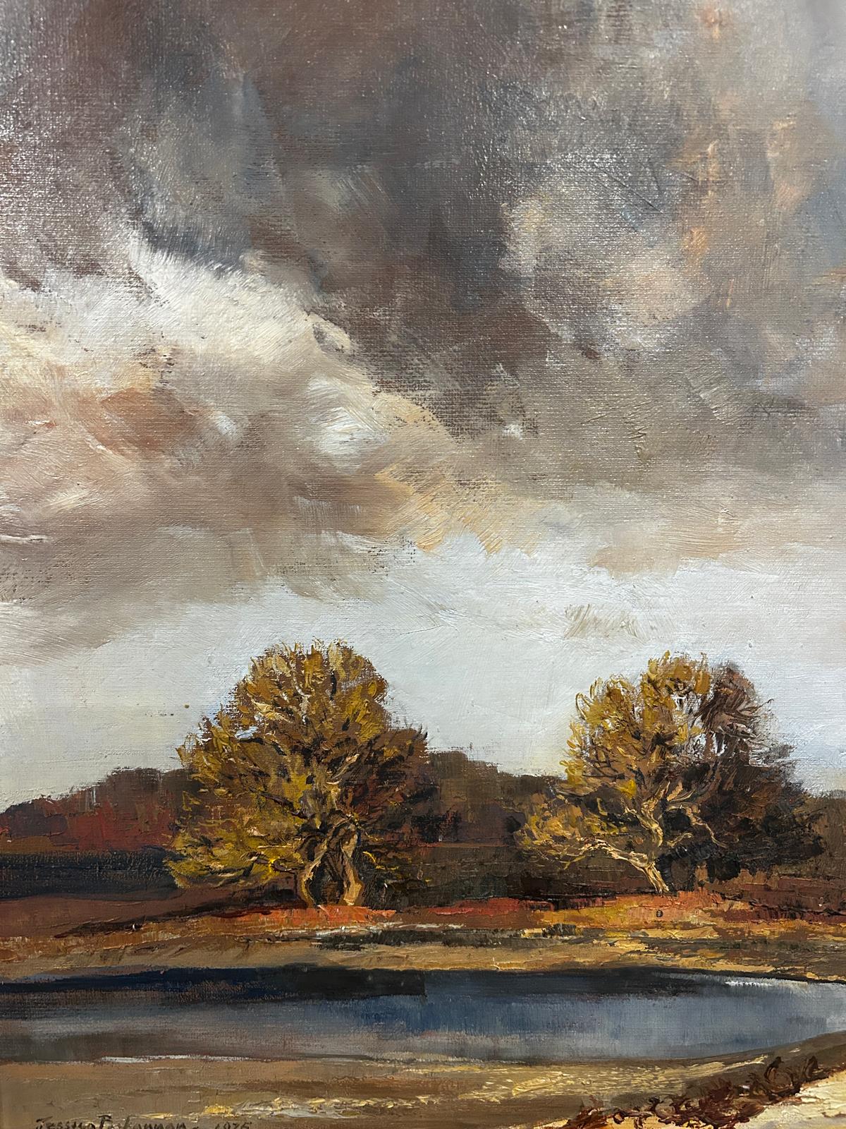 "Stomr Cloud" Mid Century Landscape Oil Painting by Jessica Bohannan Framed