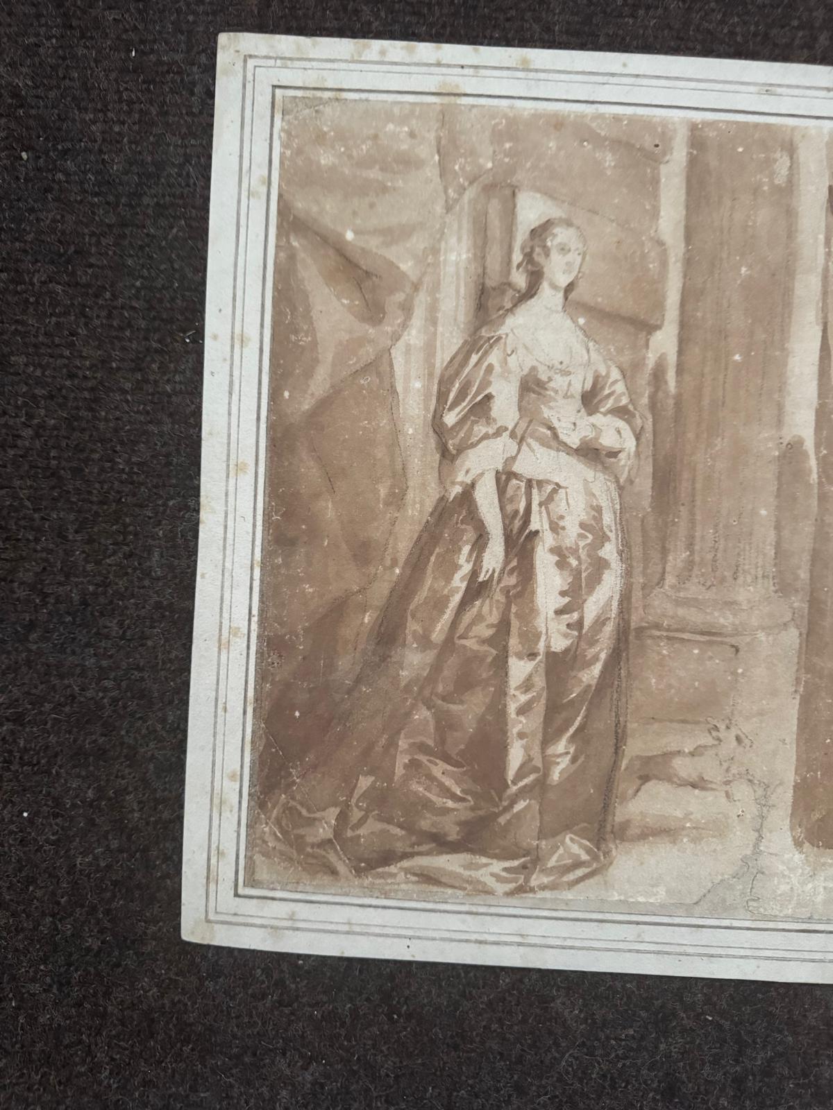 OLD MASTER DRAWING 17TH CENTURY ANTHONY VAN DYKE? - LAID ONTO BACKING SHEET