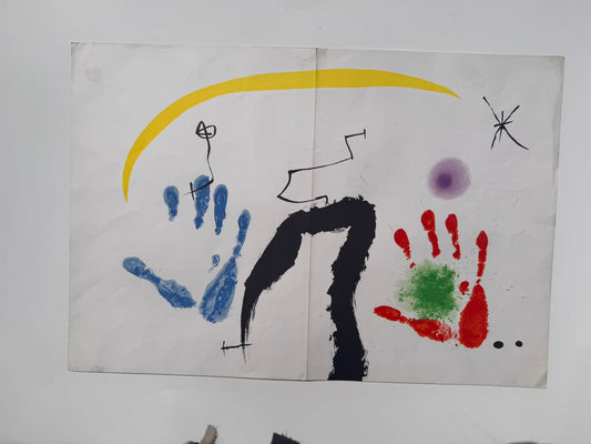 Miro, Jean. "Le Mains" Lithograph in colours. Published in 1971