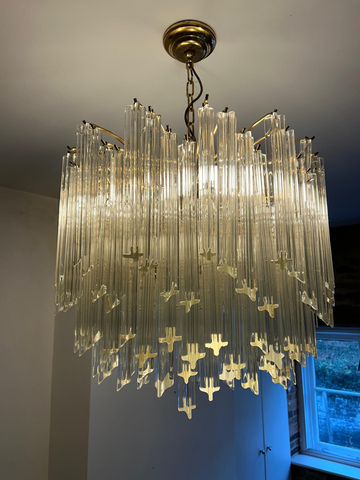 C1980's Six-Tier Murano Crystal Italian Chandelier
