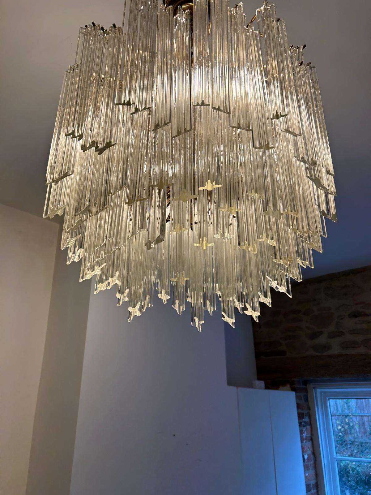 C1980's Six-Tier Murano Crystal Italian Chandelier