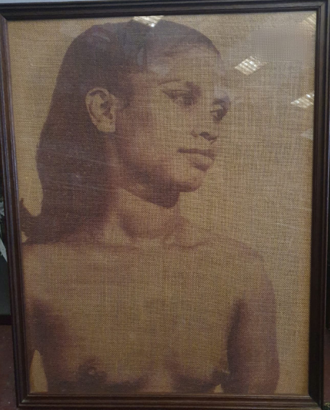 1970’s Female Nude Portrait Photograph on Jute