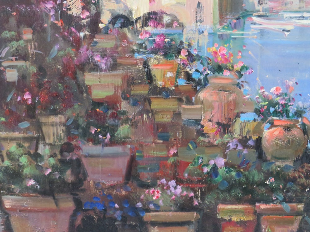 Sicilian coastal scene 'Atrani' by Mario Sanzone