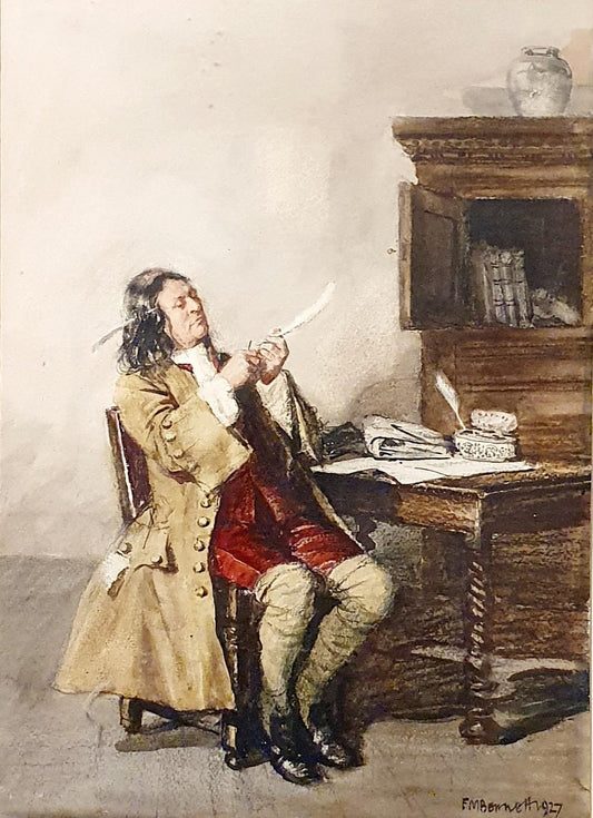 Gentiluomo che affila una penna di Frank Moss Bennett 1874 - 1972