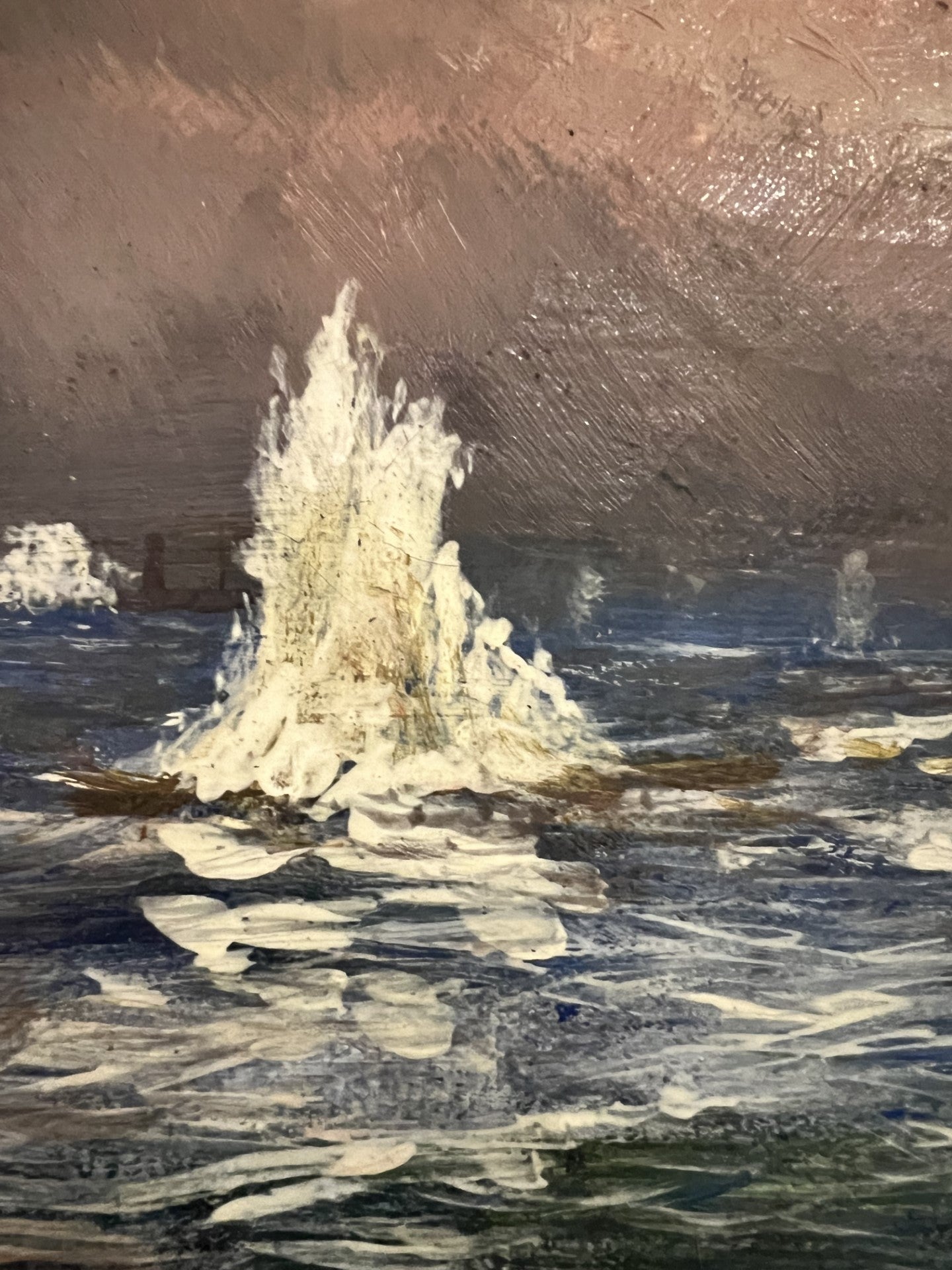 OIL ON CANVAS C1880S BRITISH STEAM WARSHIP HMS CONDOR BOMBARDMENT OF ALEXANDRIA (EGYPT)