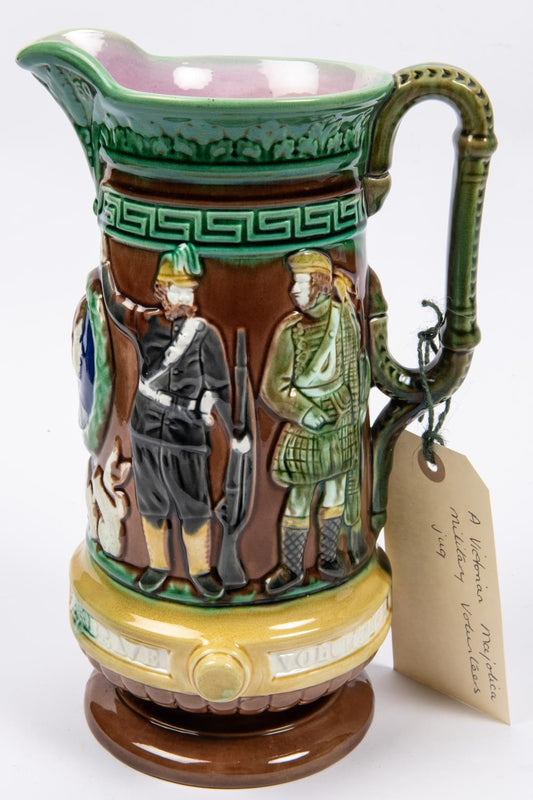MAJOLICA JUG C1860 CRIMEA INTEREST QUEEN VICTORIA