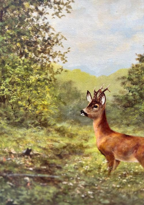 GEORGE MAJEWICZ 1897 - 1965 OIL ON CANVAS DEER IN A LANDSCAPE GERMANY