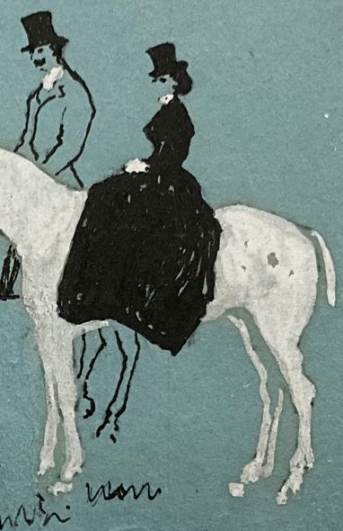 LYNTON LAMB 1907 - 1977 WATERCOLOUR DRAWING EQUESTRIAN SCENE C1950