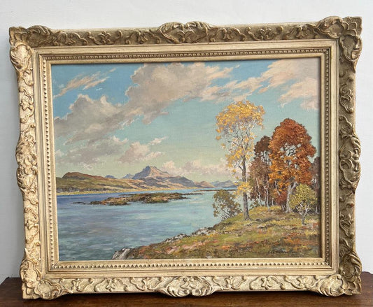 JOHN COCHRAN (GLASGOW SCHOOL) OIL ON CANVAS C1950 SLIOCH & LOCH MAREE SCOTLAND